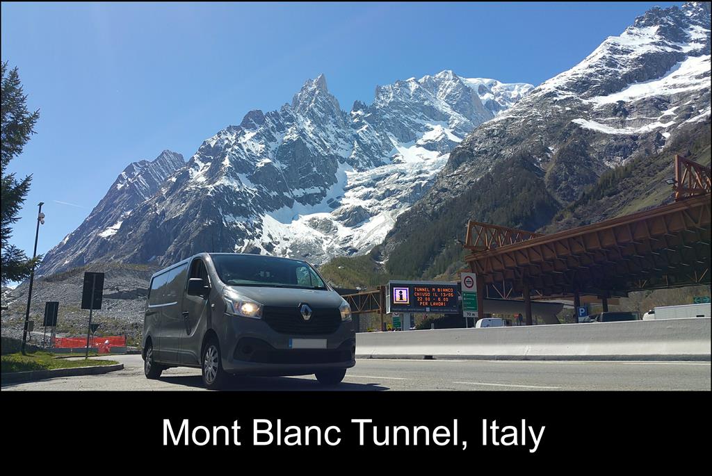 One of Secure Transportations smaller vans in the French and Italian Alps